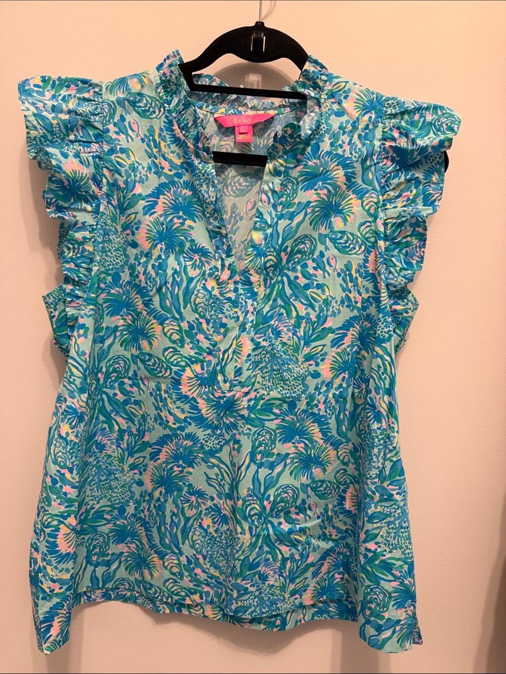 Lilly Pulitzer Floral Ruffle Sleeve Women's Top